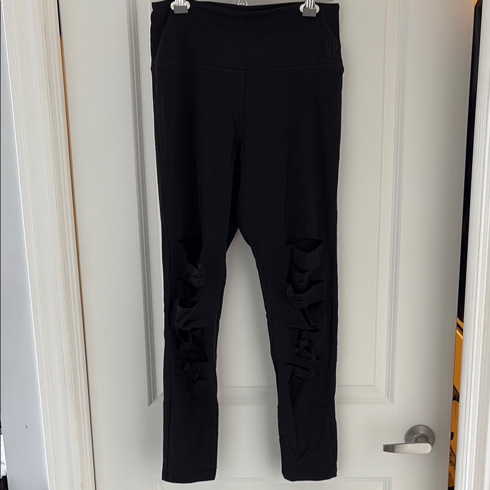 Black Leggings with Cut-Out Details